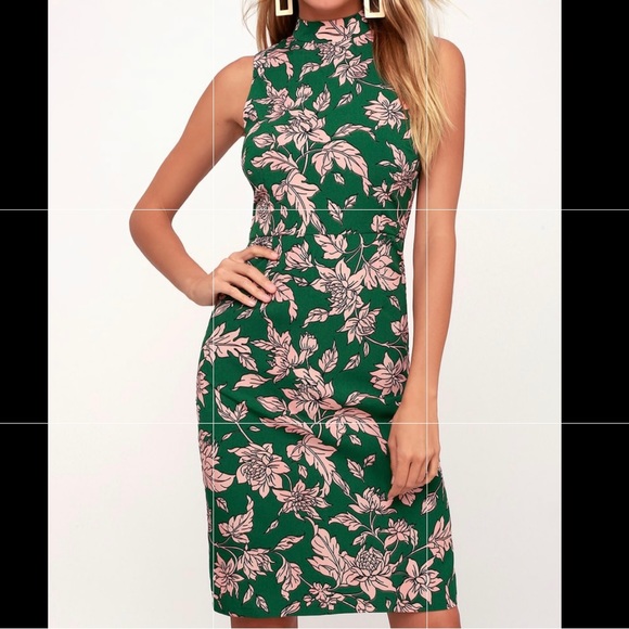 Lulu's Dresses Lulus M Carriage Tour Pink Green Floral Print